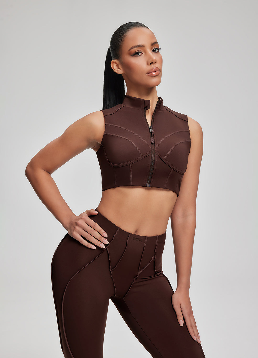 High-Neck Zip-Up Top