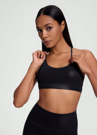 Faux Leather Crossback Top