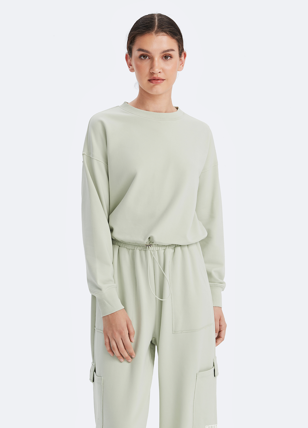 Cropped Sweatshirt with Drawstring - Image 2