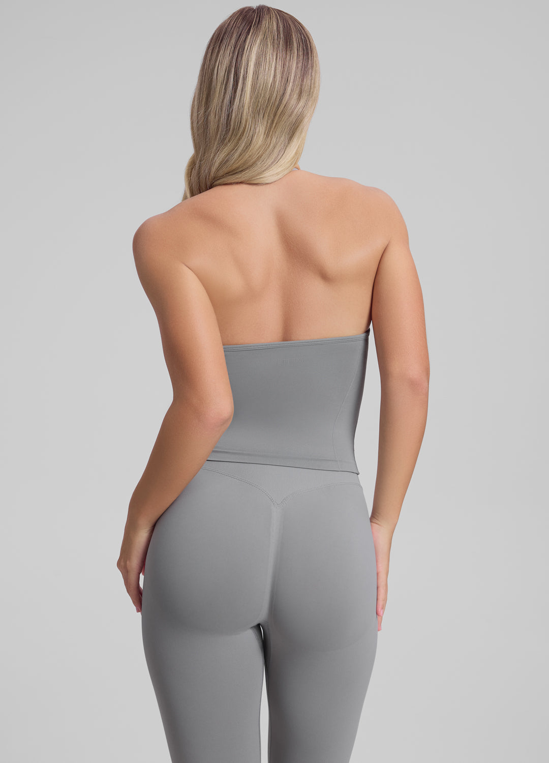 Ultrasculpt Longline Halterneck Form-Fitting Built-in Bra Twill Knit Tank Top - Image 3