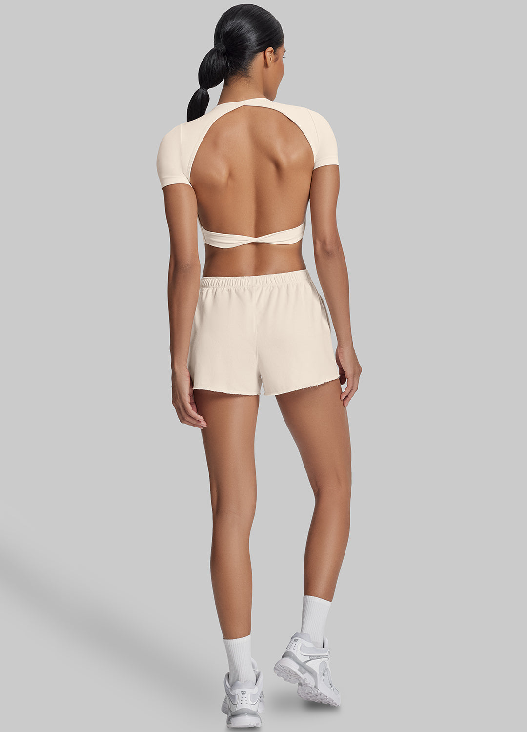 Comfy Mid-Thigh Stretchy Waist French Terry Jersey Shorts - Image 3
