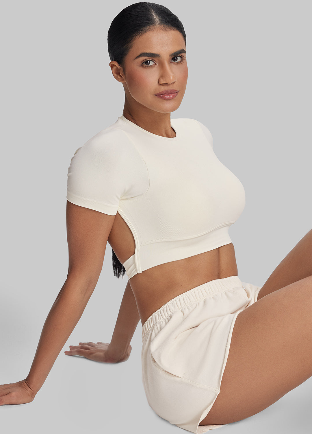 Comfy Mid-Thigh Stretchy Waist French Terry Jersey Shorts - Image 6