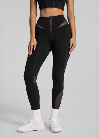 Zip Front Mesh Leggings