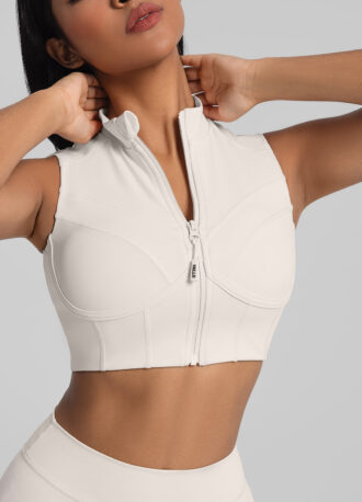 High-Neck Zip-Up Top