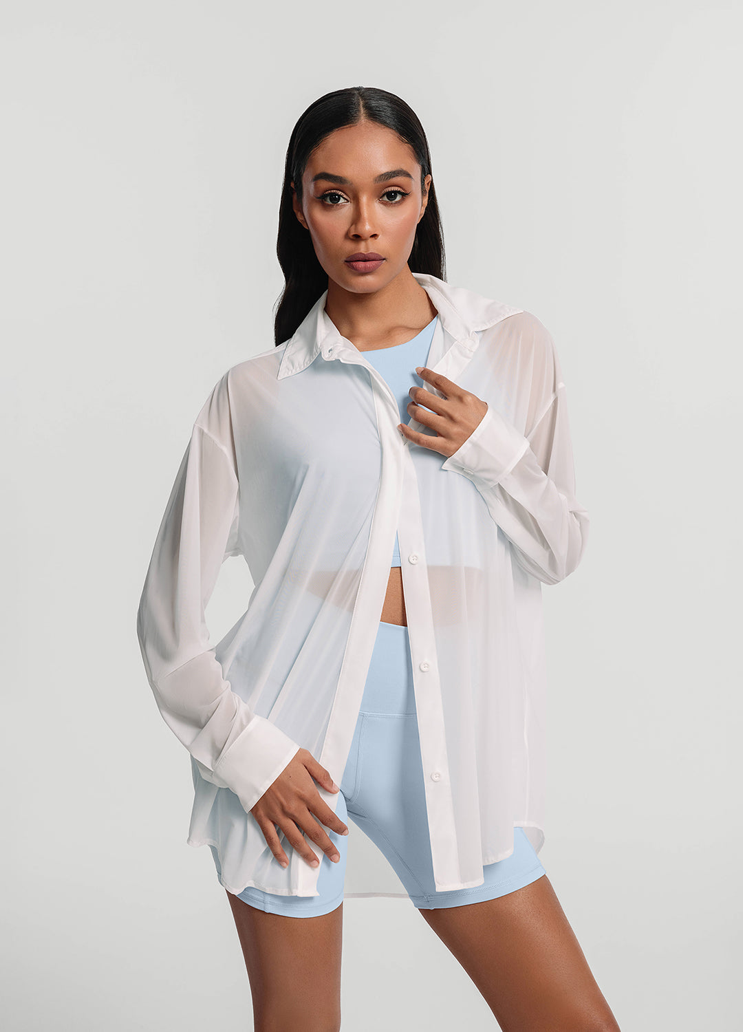 Sheer Button-Up Shirt - Image 2