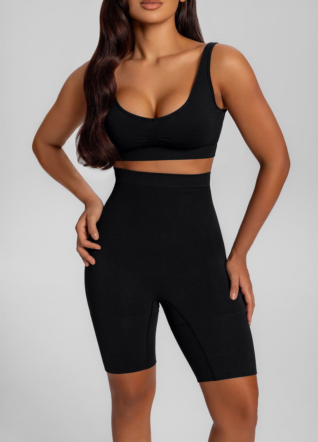 Seamless Mid-Thigh Tummy-Control Butt-Lifting Sculpting Shorts - Image 4