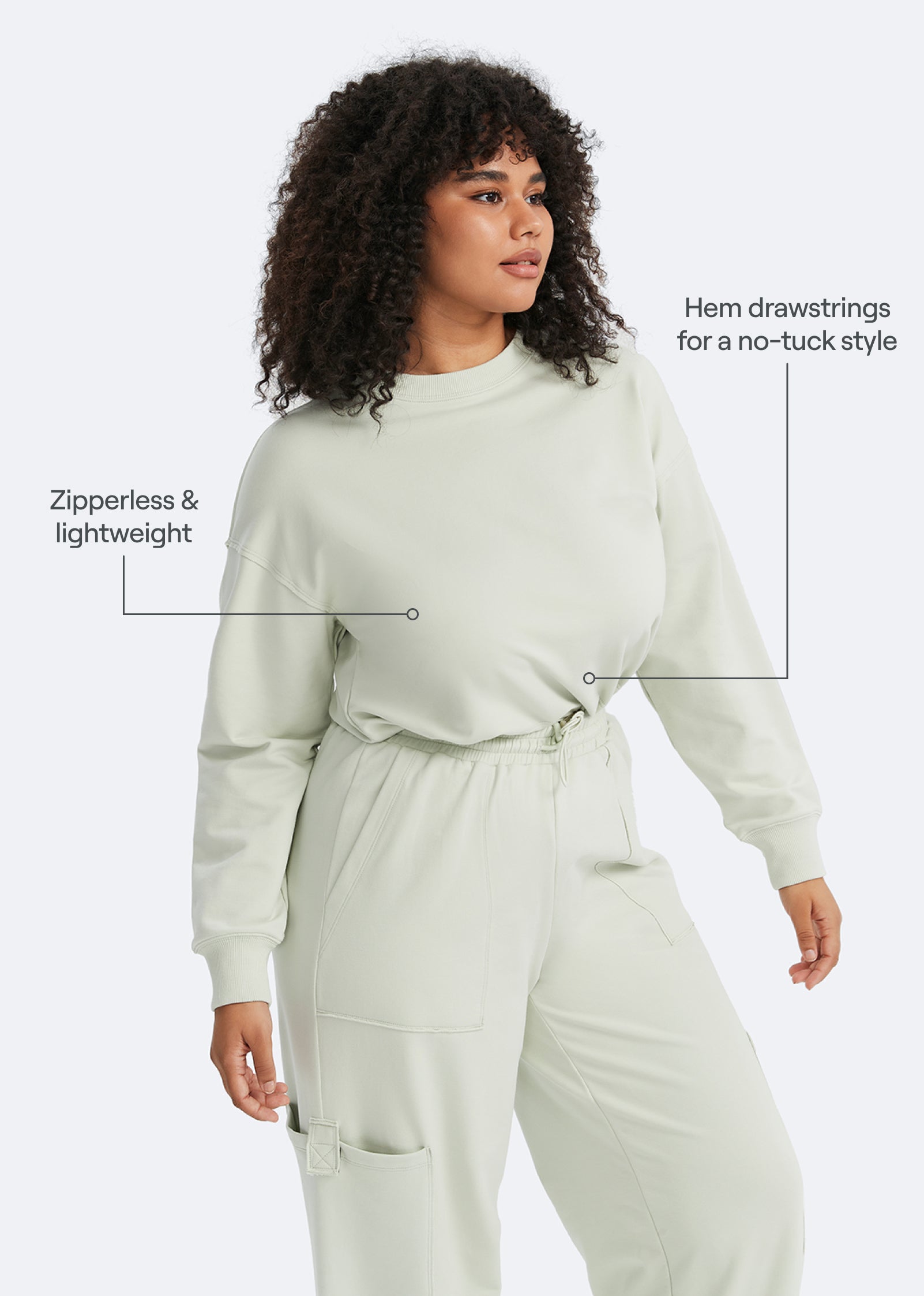 Cropped Sweatshirt with Drawstring - Image 8